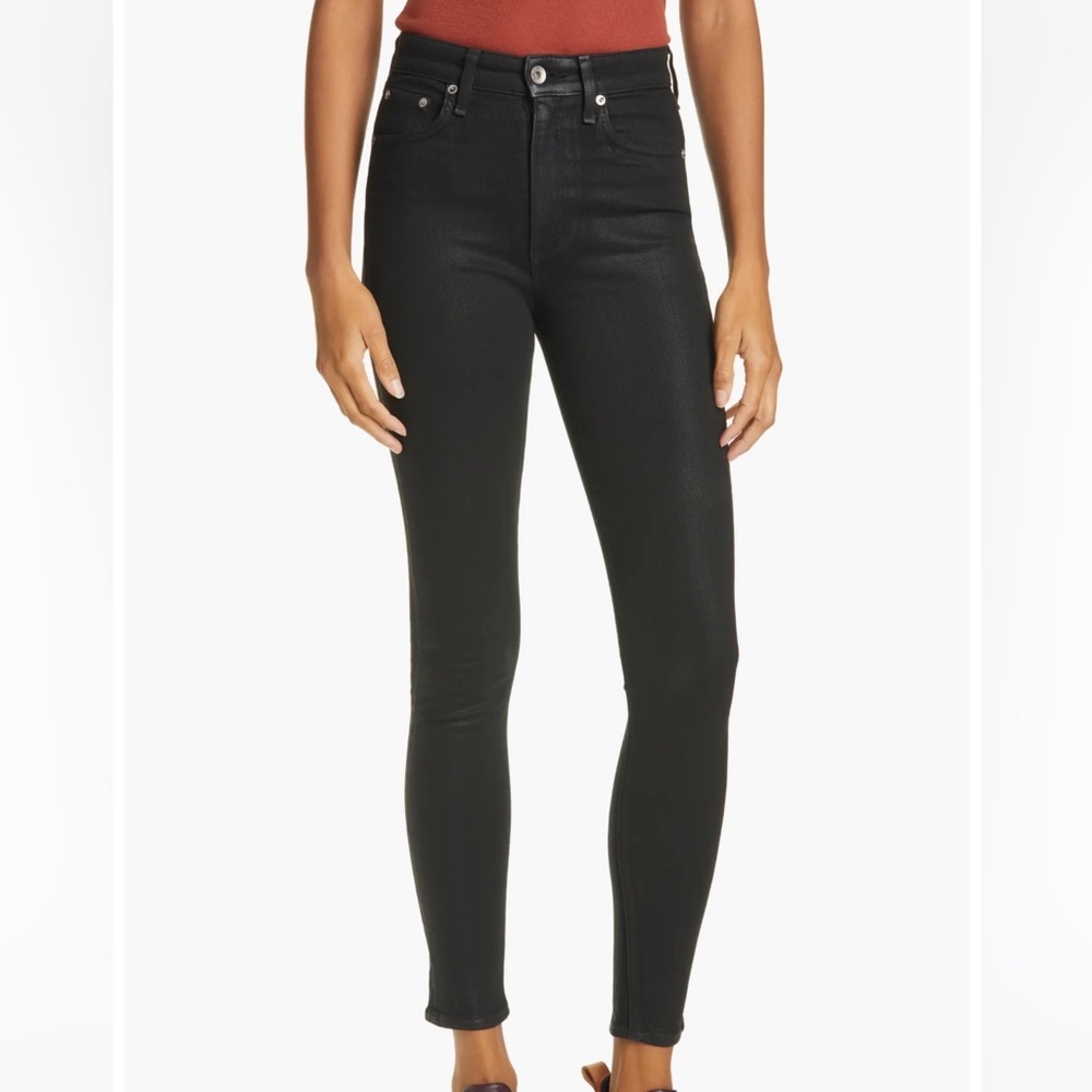 Rag and Bone Nina High Waist Coated Ankle Skinny Jeans